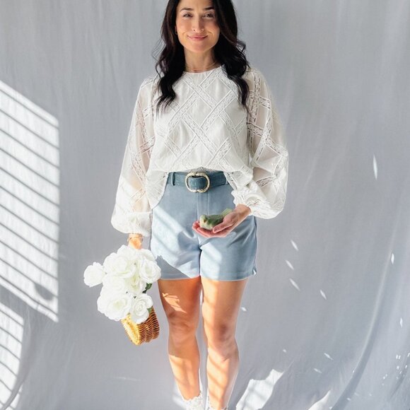 Women's Parisian Lace Long Sleeve Top | Sofie The Label | White - Picture 11 of 12